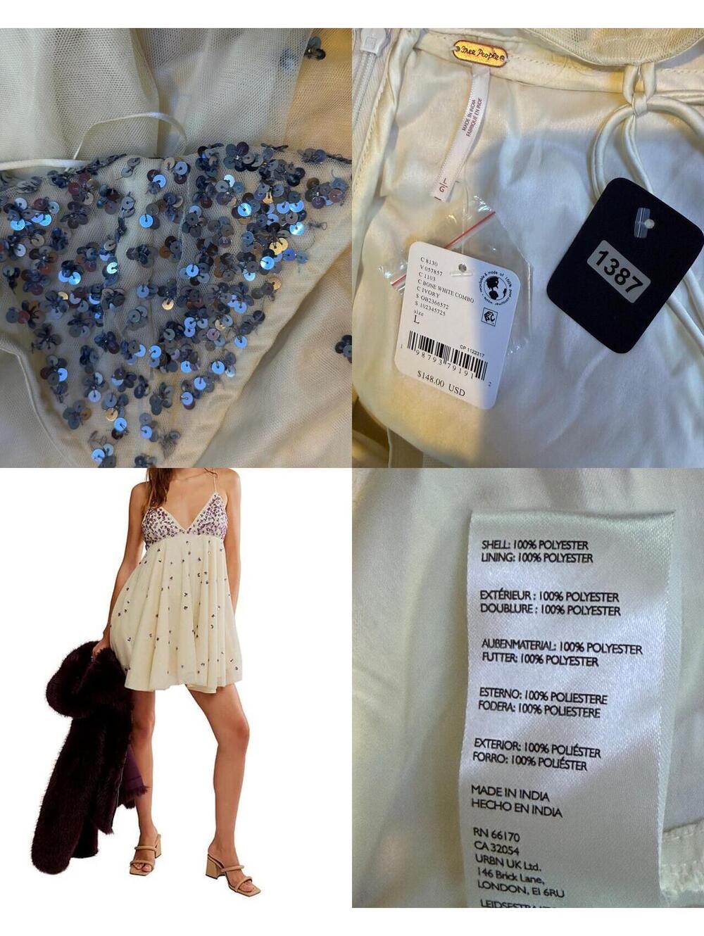 FREE PEOPLE Noel Shine Mini Dress Size L #1387 - Picture 2 of 8